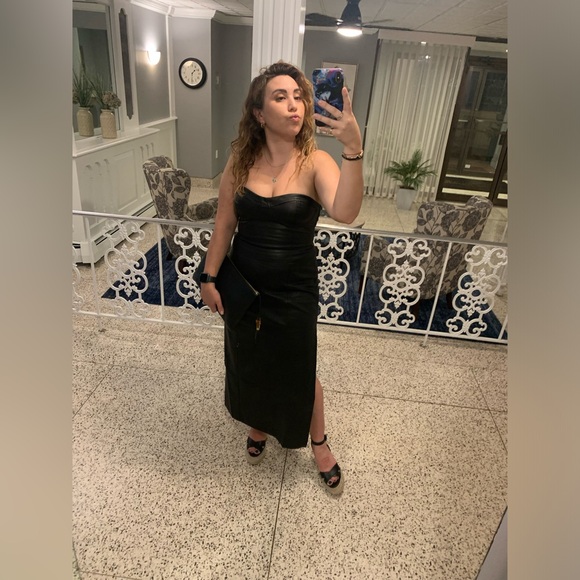 Free People Mira Leather Bodice Midi Dress - Size 10 - Picture 11 of 12